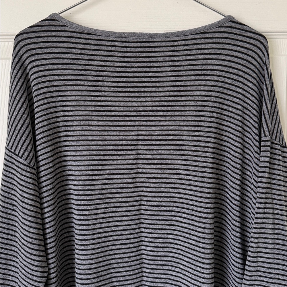 Eileen Fisher Black and Gray Striped Top. - Picture 9 of 10
